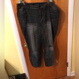 Lane Bryant size 24 super skinny stretch deconstructed jeans